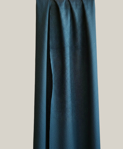 Close up of a deep navy pure cashmere scarf highlighting its fine brushed texture and rich blue tone. Soft and lightweight, crafted from premium Inner Mongolian cashmere by Duo Plus